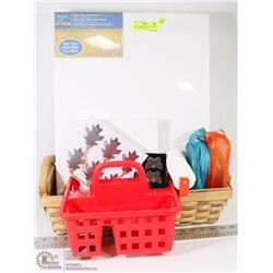CRAFT CARRIER FULL OF SUPPLIES INCL CANVAS BOARDS,