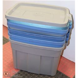 LOT OF 4 RUBBERMAID ROUGHNECK STORAGE