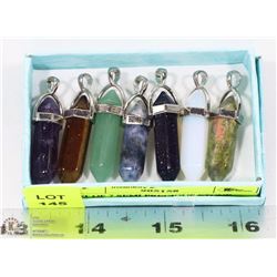 LOT OF 7 SEMI PRECIOUS STONE CHAKRA PENDANTS INCL