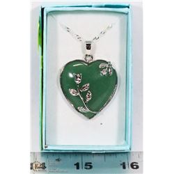 JADITE HEART PENDANT WITH .925 STAMPED CHAIN
