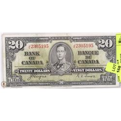 1937 CANADIAN $20.00 BILL.