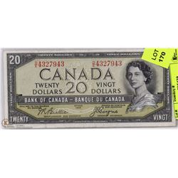 1954 CANADIAN DEVILS FACE $20.00 BILL.