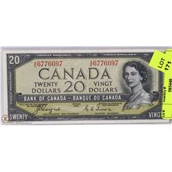 1954 CANADIAN DEVILS FACE $20.00 BILL.