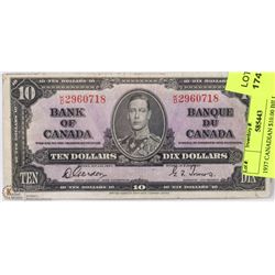 1937 CANADIAN $10.00 BILL.