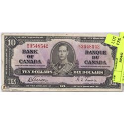 1937 CANADIAN $10.00 BILL.