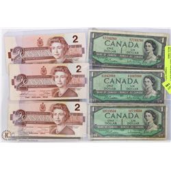 SHEET WITH THREE 1986 ROBIN $2.00 BILLS, THREE