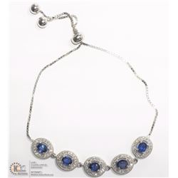 2) ST. SILVER SAPPHIRE & WHITE STONES BRACELET