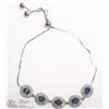 Image 1 : 2) ST. SILVER SAPPHIRE & WHITE STONES BRACELET