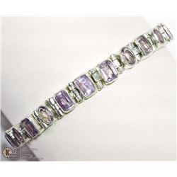 9) STERLING SILVER AMETHYST BRACELET