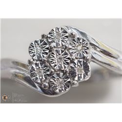10) STERLING SILVER  DIAMOND RING WITH 7 DIAMONDS