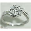 Image 2 : 10) STERLING SILVER  DIAMOND RING WITH 7 DIAMONDS