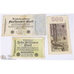 GERMAN 500 MARKS 1923, 500 MARKS 1922 AND