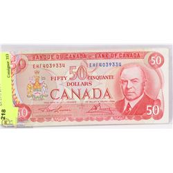 CANADIAN 1975 $50 DOLLAR BILL