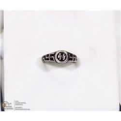 SS RING SIZE 11 MARKED "SS" WITH A CIRCLE  INSIDE