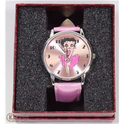 BETTY BOOP WATCH WITH PINK STRAP.