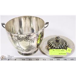 ANTIQUE SILVERPLATED BISCUIT BARREL DATED SEPT 6