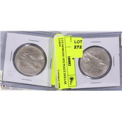 2 US MORGAN 1922 PEACE DOLLAR COINS