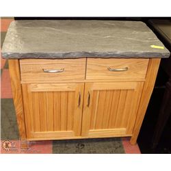 OAK CABINET WITH CONCRETE COUNTER TOP