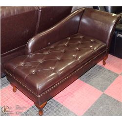 NEW BROWN NAILHEAD ACCENT STORAGE CHAISE LOUNGE