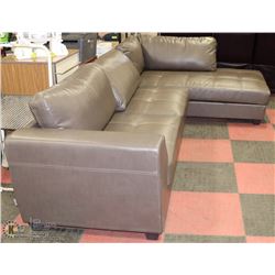 NEW GREY LERATHERETTE 'L' SHAPE SECTIONAL 115" X