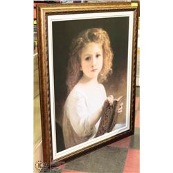 LARGE GOLD TONE FRAMED GIRL PICTURE