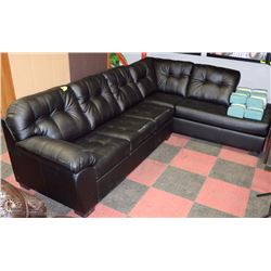 NEW BLACK LEATHERETTE 'L 'SHAPED SECTIONAL