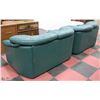 Image 4 : PAIR OF GREEN LEATHERETTE LOVE SEATS.