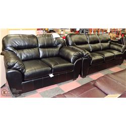 NEW BLACK LETHERETTE SOFA AND LOVE SEAT