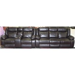 NEW SALEM DARK BROWN RECLINING SOFA WITH DROP DOWN