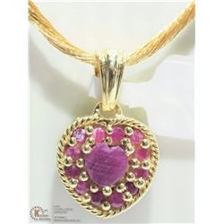 21) ST.SILVER GOLD PLATED SAPPHIRE & RUBY PENDANT