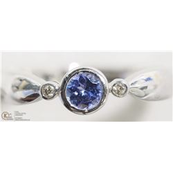 30) 10KT WHITE GOLD TANZANITE & DIAMOND RING