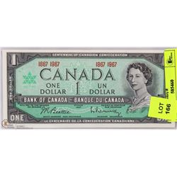 UNCIRCULATED CENTENNIAL CANADIAN $1.00 BILL.
