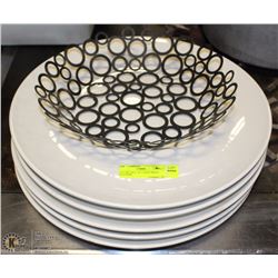 LOT WITH 5PCS -16" LARGE WHITE PLATTERS