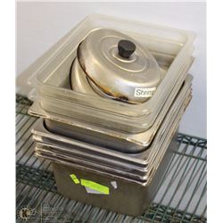 LOT OF FIVE 1/2 SIZE INSERTS & FLATTOP STEAMER LID
