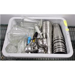 BUSPAN OF MILKSHAKE MIXING GLASSES