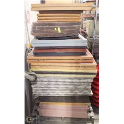 PALLET OF APPROX. 40 ASSORTED TABLE TOPS- ROUND,
