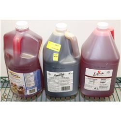 JUG OF PANCAKE WAFFLE SYRUP + 2 JUGS OF STRAWBERRY