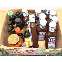 LOT OF HP SAUCE + SYRUP + WORCESTERSHIRE SAUCE
