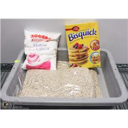 BUS PAN W/ ICING SUGAR + 2 BAGS OF NAVY(PEA) BEANS