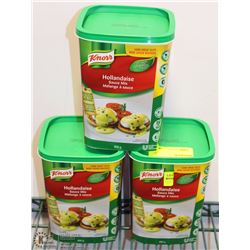 THREE 800G PAILS OF KNORR HOLLANDAISE SAUCE MIX