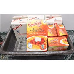 TRAY W/ 3 BOXES OF SCALLOP POTATOES + 5 BOXES OF
