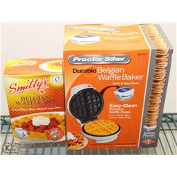 NEW PROCTOR SILEX BELGIAN WAFFLE MAKER W/ MIX
