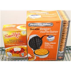 NEW PROCTOR SILEX BELGIAN WAFFLE MAKER W/ MIX