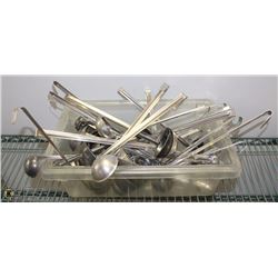 PLASTIC TOTE OF STAINLESS STEEL LADELS