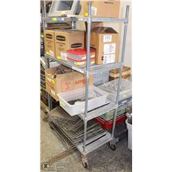 4 SHELF RACK ON WHEELS 36"X20"X70"H