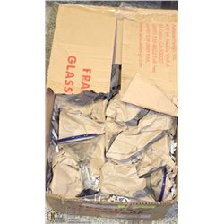 LARGE BOX OF 233.5 OX MARTINI GLASSES W/ BLUE LIP