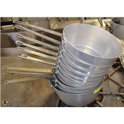 LOT OF 10 NSF COMMERCIAL-GRADE ALUMINIUM POTS