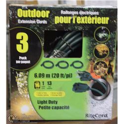 NEW 3-PACK OF RITECORD OUTDOOR LIGHT DUTY-EXT.