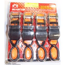 X-MOTO 4-PIECE 1-1/16"x 15FT RATCHET TIE-DOWNS