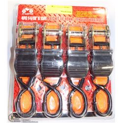 X-MOTO 4-PIECE 1-1/16"x 15FT RATCHET TIE-DOWNS